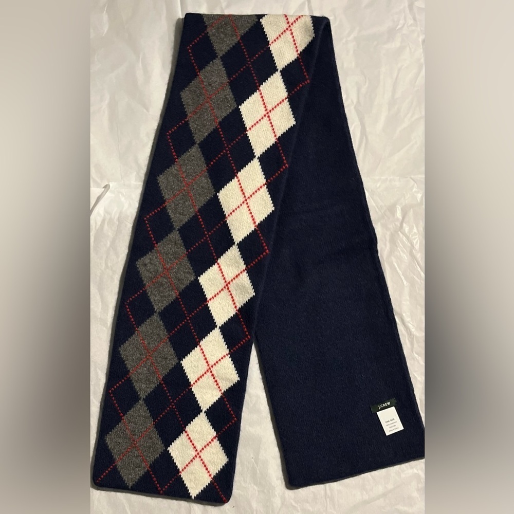 J Crew 100% Cashmere Argyle Men’s Scarf 55” Black Label